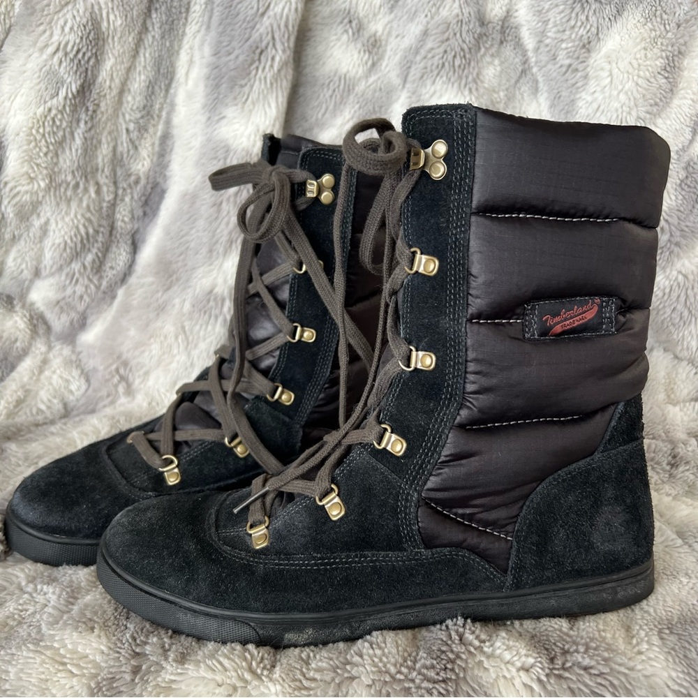 Timberland EUC Black Suede Deering Puffer Winter Boots Size 10